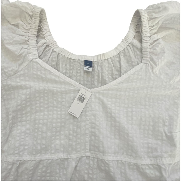 Old Navy Tiered Seersucker Long Sleeve Swing Top Size 2X White Boho NWT - Picture 4 of 9